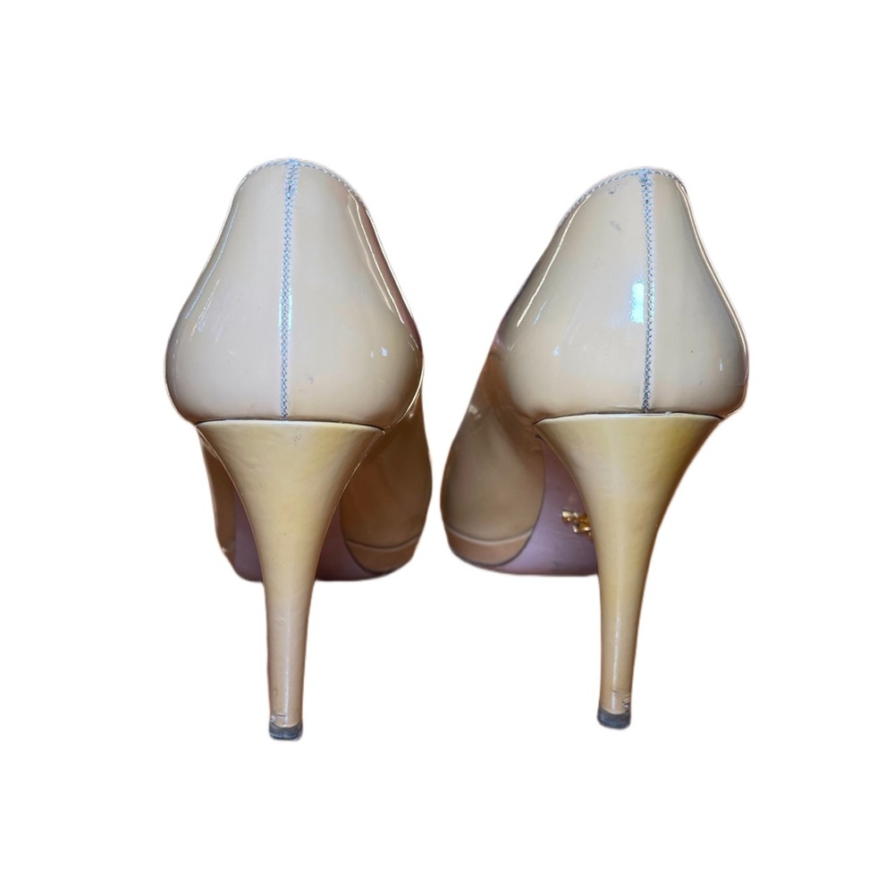 Auth Nude Beige Prada Peep Toe Heels - Picture 3 of 8